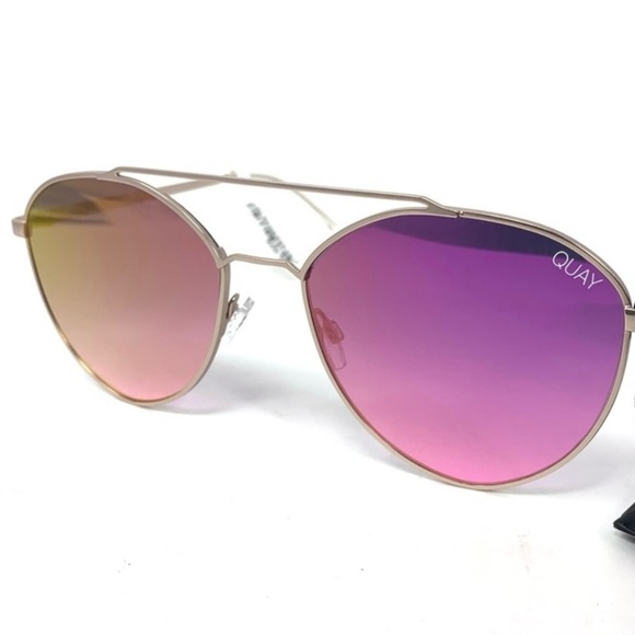 Quay Australia Dragon Fly 126 Pink Aviator Sunglasses Matte Gold, NWT - Picture 3 of 11